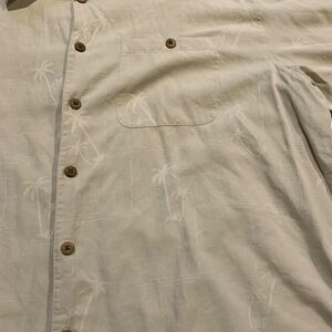 Banana Cabana 100% Silk Embroidered Palm Tree Camp Shirt XL Restort Wear Aloho